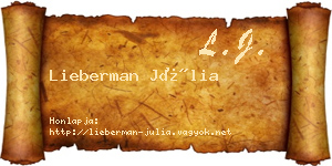 Lieberman Júlia névjegykártya